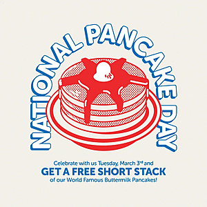 IHOP National Pancake Day Offer: Short Stack of Buttermilk Pancakes (Dine-In) Free to Claim (Valid 3/3 Only from 7AM thru 8PM)