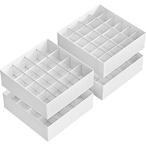 4-Pack Songmics 80-Compartment Closet Drawer Organizers (Cloud White/Dove Gray) $13 
