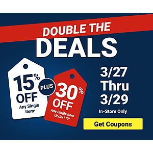 Harbor Freight In-Store Super Coupons: Any Single Harbor Freight Item 15% Off & More (Valid thru 3/29)