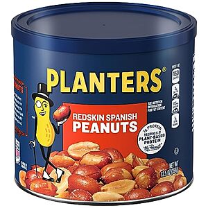 6-Pk 12.5oz. Planters Roasted Redskin Spanish Salted Peanut Canister $11 