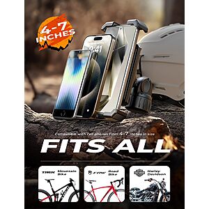 Lisen 4.7" Adjustable Smartphone Handlebar Bike/Motorcycle Mount $6.35 