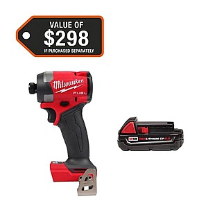 Milwaukee M18 Fuel 18V Brushless 1/4" Hex Impact Driver w/ 2.0 Ah Battery $144 + Free S&H