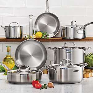 12-Pc Tramontina Tri-Ply Clad Stainless Steel Cookware Set