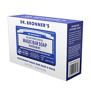 Select Costco Locations: 6-Pk 5oz. Dr. Bronner's Castille Peppermint Bar Soap $10 (Pricing/Availability Will Vary)