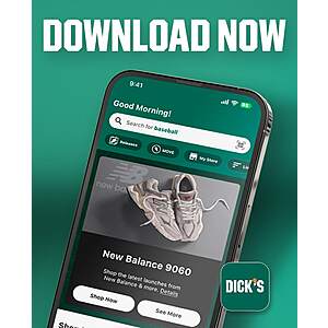 Dick's Sporting Goods App Exclusive Offer: Eligible Styles/Sale Products $20 Off $100+ (Valid thru 5/25; Exclusions Apply)