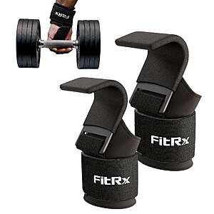 FitRx GripPro Weight Lifting Wrist Straps (Pair; Black)