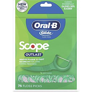 Select Accts: 75-Ct Oral-B Complete Glide Floss Picks (Scope Outlast Mint) $1.80 w/ S&S