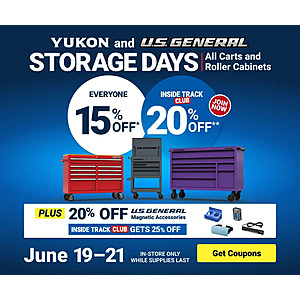 Harbor Freight Storage Days: All Yukon & U.S. General Carts/Roller Cabinets 15% Off & More (Valid thru 6/21)