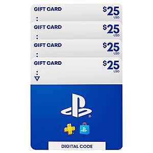 Costco Members: 4-Pack $25 Sony PlayStation eGift Card (Email Delivery) $85 & More