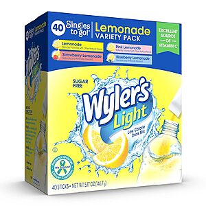 Prime Members: 40-Ct Wyler's Light Single Packet Drink Mix (variety pack) $3.10 w/ S&S + Free S&H
