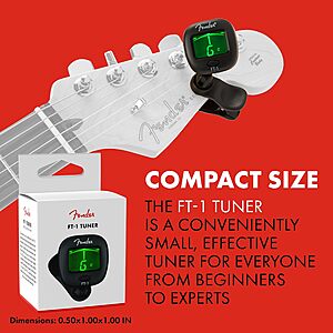 Prime Members: Fender FT-1 Prof. Clip-On Full Chromatic Range Guitar Tuner $11 + Free S&H