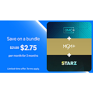 Prime Members: 2-Month Starz + AMC+ & MGM+ Bundle Streaming Subscription $2.75/Mo.