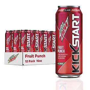 12-Ct 16oz. Mountain Dew Kickstart Juice Drink (various flavors) $12.80 w/ S&S