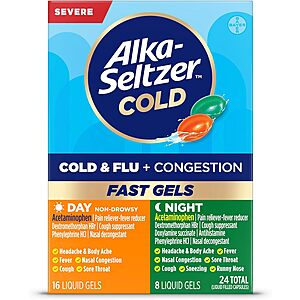 24-Ct Alka-Seltzer Cold & Flu + Congestion Relief Fast Gels Medicine 2 for $10.40 w/ S&S