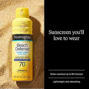 6.5oz. Neutrogena Beach Defense SPF 70 Sunscreen Body Spray $2.65 w/ S&S