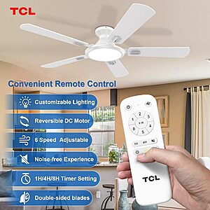 52" TCL Low Profile Ceiling Fan W/ Lights And Remote Control