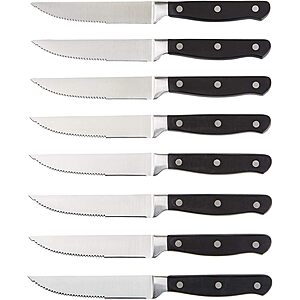 8-Pc 4.5" Amazon Basics Full Tang Stainless Steel Serrated Steak Knife Set $15.75
