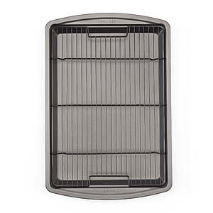 GoodCook 15"x10.5" Nonstick Carbon Steel Baking Pan w/ Raised Wire Rack $10.90 