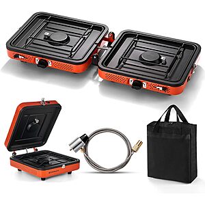 Odoland Portable 2-Burner 17000 BTU Propane Camping Stove