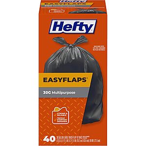 40-Count 30-Gallon Hefty Easy Flaps Large Trash Bags