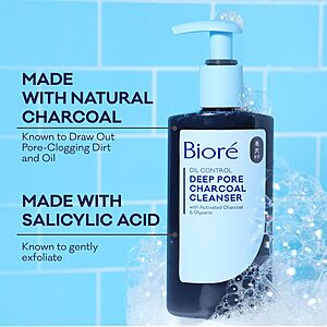 Select Amazon Accts: 6.77oz. Biore Deep Pore Charcoal Facial Daily Cleanser $3.80 w/ S&S