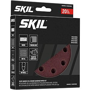 Skil 20-Piece Mixed 5-Inch Round Sanding Paper Kit