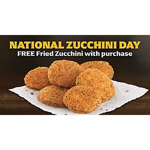 Carl's Jr. Restaurant National Zucchini Day Offer: Fried Zucchini Free w/ Any $1+ Purchase (Valid thru 8/9)