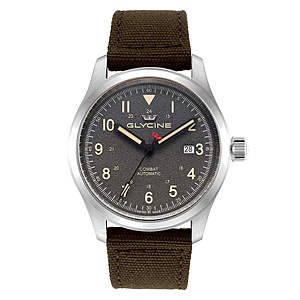 Men's Glycine Combat Field Automatic 40mm Grey Dial Watch $380 + Free S&H