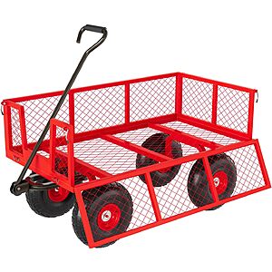 Garvee Heavy Duty Mesh Utility Steel Garden Wagon With Removable Sides
