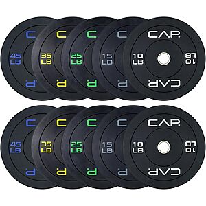 260-Lbs. CAP 2" Olympic Economy Bumper Plate Weight Set (Multiple Colors) $220 + Free S&H