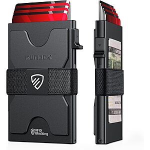 Runbox Slim RFID Aluminum Pop-Up Card Holder/Wallet (Matte Black)