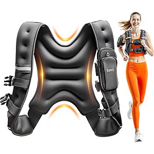 Renoj 14-Lbs. Weighted Fixed Vest w/ Reflective Strips/Storage Pocket (Charcoal)