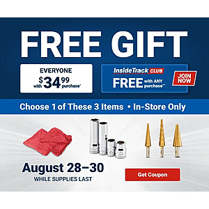 Harbor Freight InsideTrack Club Members: Shop Towels, Step Drill, or Socket Set Free w/ Any Purchase (Valid thru 8/30 In-Stores Only)
