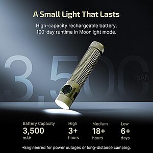 Olight BatonUltra EDC 1800-Lumens Rechargeable Pocket Flash Light (Olive Green) $70 + Free S&H