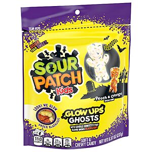 8.37oz. Sour Patch Kids Soft & Chewy Gummy Candy (Glow Ups Ghosts) 2 for $5.40 