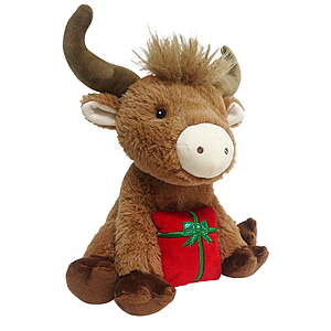 Vibrant Life 11" Holiday Highland Cow w/ Present Plush Dog Toy (Brown/Red) $2.40 + Free S&H on
