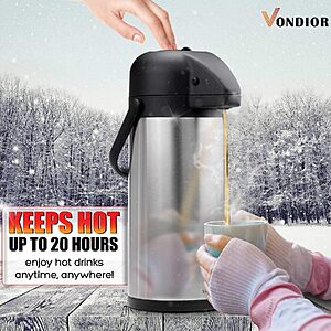102oz. Vondior Stainless Steel Airpot Coffee Thermal Dispenser w/ Pump $20 + Free S&H