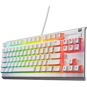 SteelSeries Apex 3 TKL Wired Membrane RGB Mechanical Gaming Keyboard (White) $35