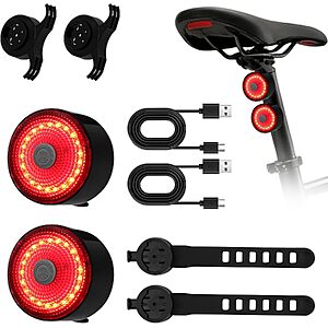 2-Pk Tommax USB-C Rechargeable LED Rear Bike Tail Light w/ 5 Modes/10H Runtime $6.60