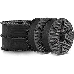 4-Pk 1.1kg Jayo PLA 3D Printer Filament Bundle w/ Reusable Spools (Black) $32.30 & More
