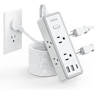 Ntonpower Power Strip 1080J Surge Protector w/ 10' Flat Cord (6x Outlet/3x USB) $13.80 
