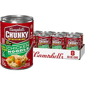 8-Pk 16.1oz. Campbell's Chunky Healthy Request Chicken Noodle Soup Cans $11.40 w/ S&S