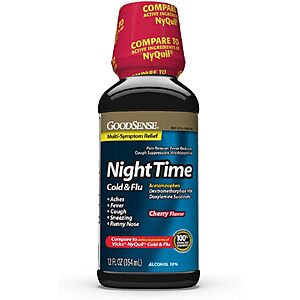Prime Members: 12oz. GoodSense Nighttime Cold & Flu Liquid Medication (Cherry) $1.90 w/ S&S + Free S&H