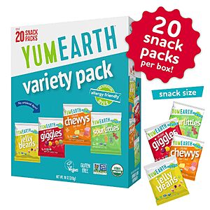 Prime Members: 20-Ct 0.5oz. YumEarth Organic Candy Variety Snack Packs $7.85 w/ S&S + Free S&H