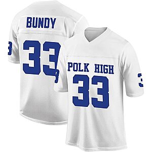 Men's Classic 90s Al Bundy 33 Polk High Football Jersey (White/Blue) $15 