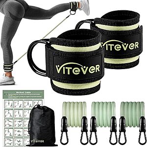 Vitever Ankle Resistance Bands w/ Cuffs & Carrying Bag (10 + 20 + 30lbs)