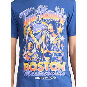 Men's Jimi Hendrix 1970 Boston Concert Graphic T-Shirt (Navy Mineral Wash) $6.45 + Free S&H on