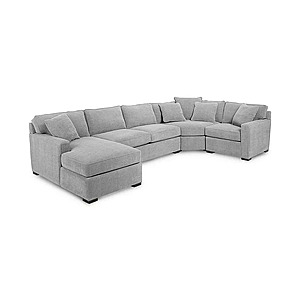 4-Pc Macy's Radley Fabric Chaise Sectional Sofa w/ Wedge Piece (various colors) $2049 + Scheduled Delivery