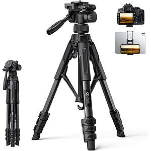 Lamicall 67" Camera Tripod w/ Rapid Leg Deployment (Black) $15 