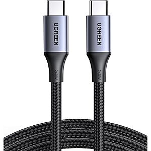 6.6' UGREEN 240W USB-C to USB-C Nylon Braided Fast Charging Cable (Black)